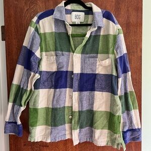 BDG Urban Outfitters purple and green plaid thick oversized flannel
